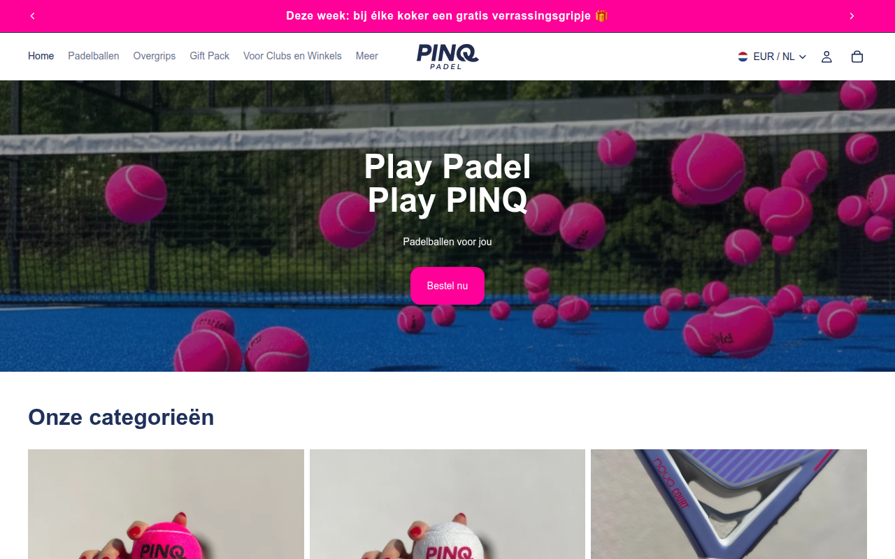 Screenshot van pinqpadel.nl