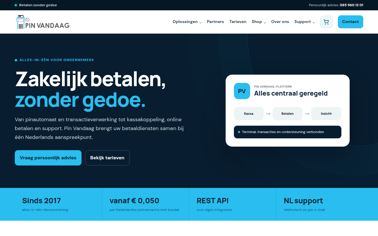 Screenshot van pinvandaag.nl