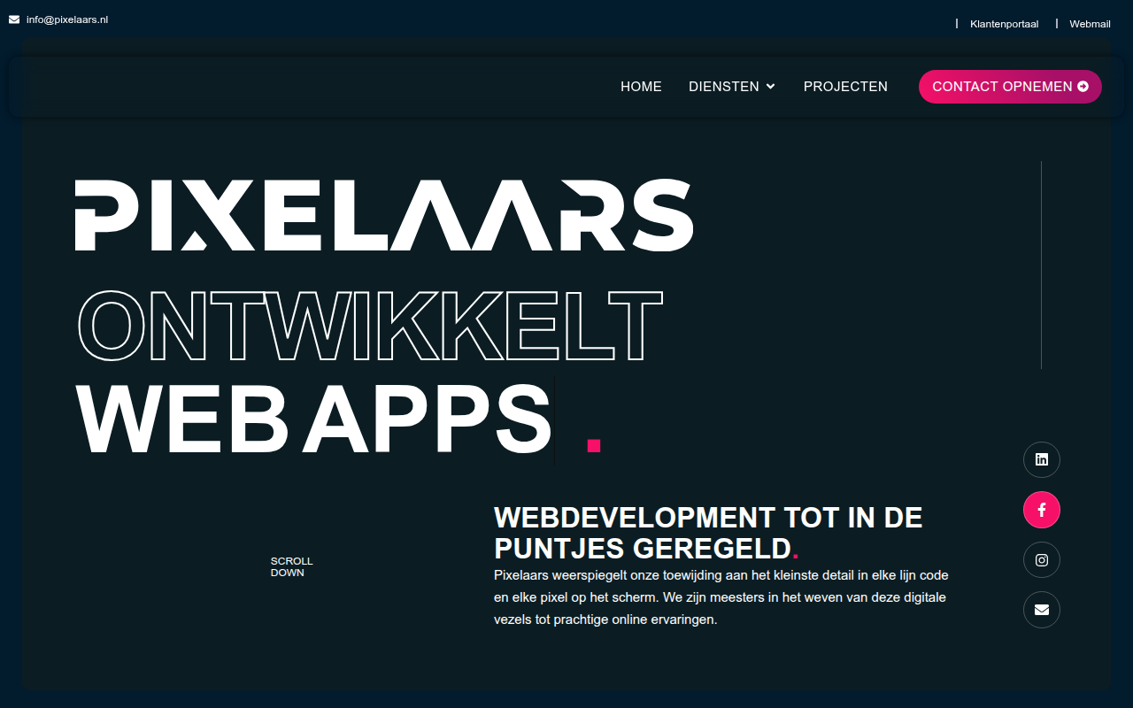 Screenshot van pixelaars.nl