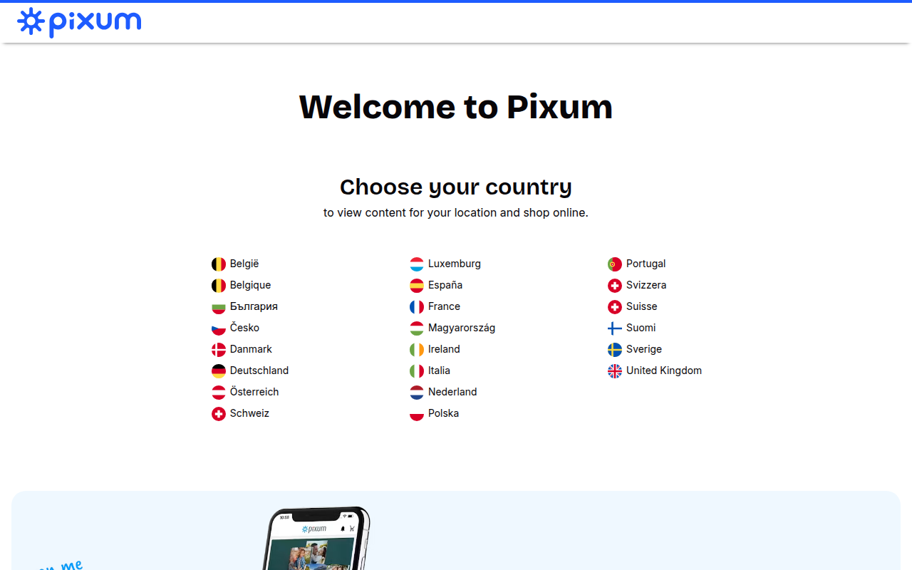 Screenshot van pixum.com