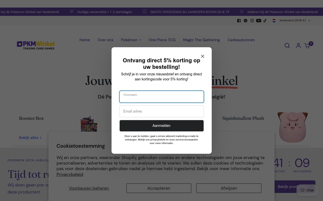 Screenshot van Welkom bij Dé Pokémon verzamelwinkel van Nederland! – PKMWinkel