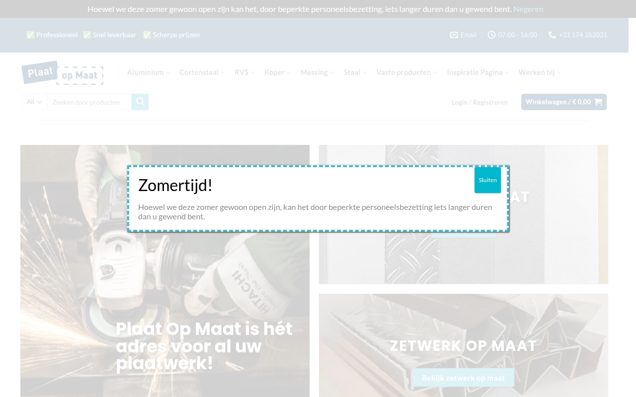 Screenshot van plaatopmaatwinkel.nl