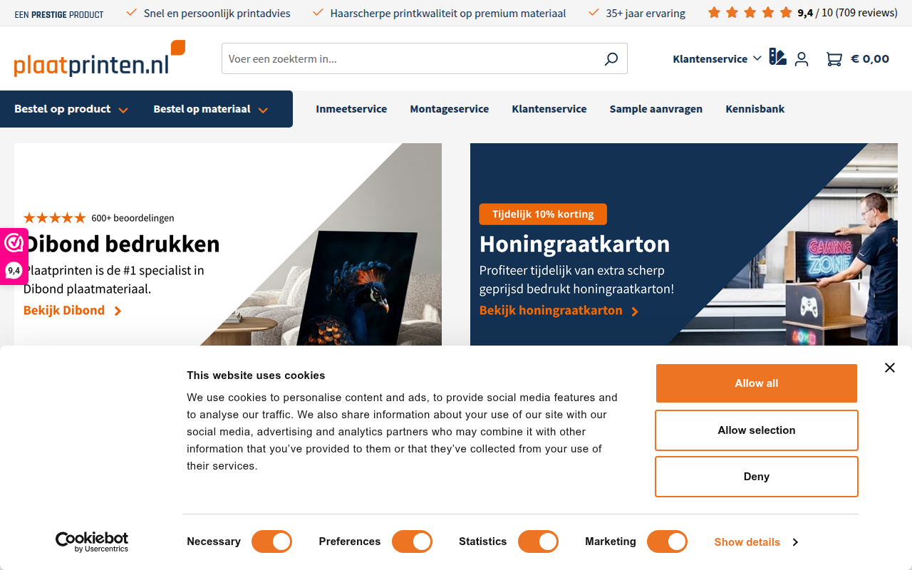 Screenshot van plaatprinten.nl