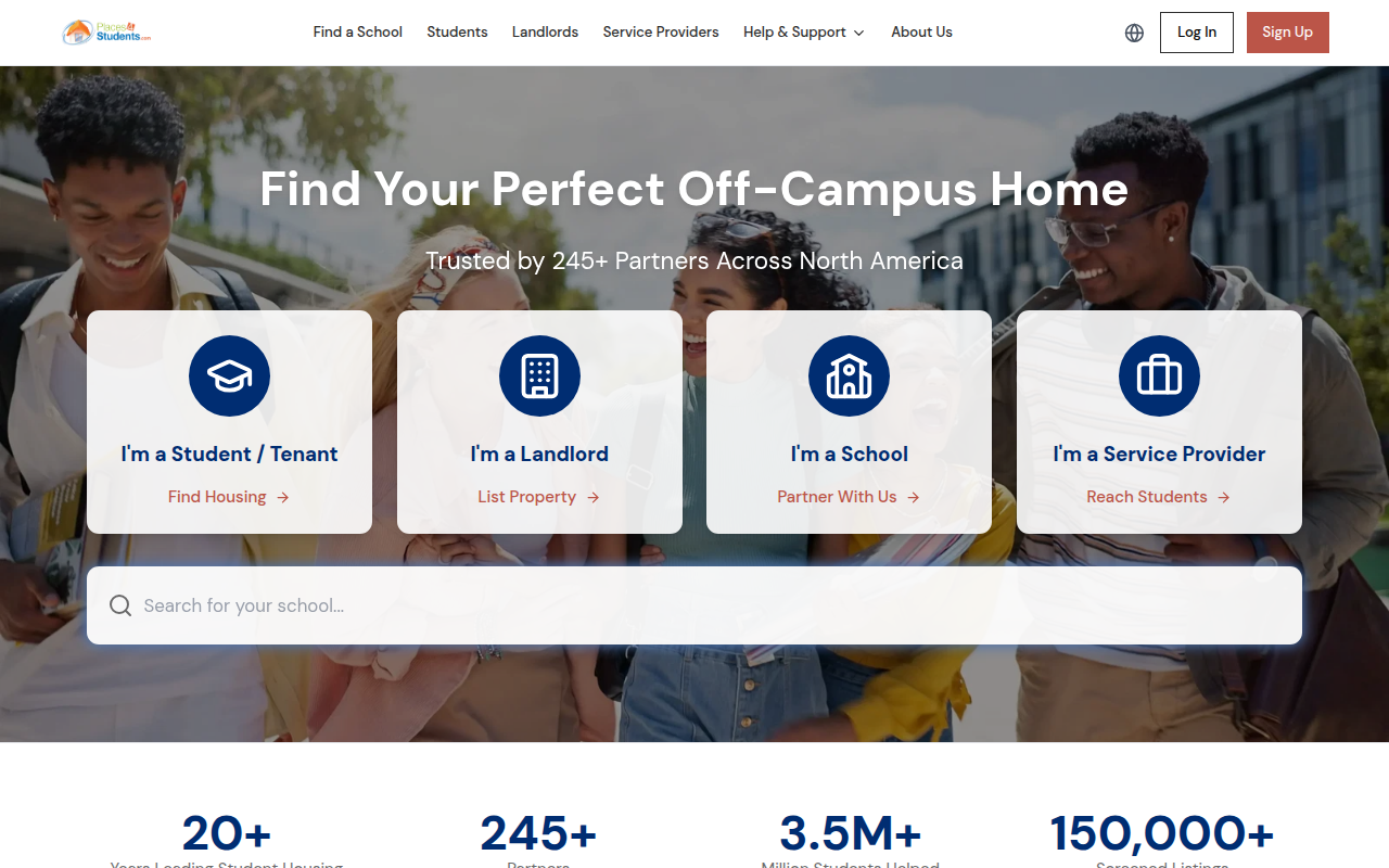 Screenshot van places4students.com