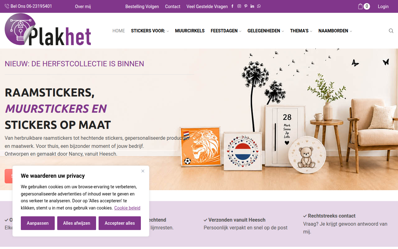 Screenshot van plakhet.nl