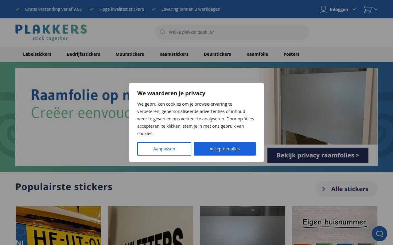 Screenshot van plakkers.nl