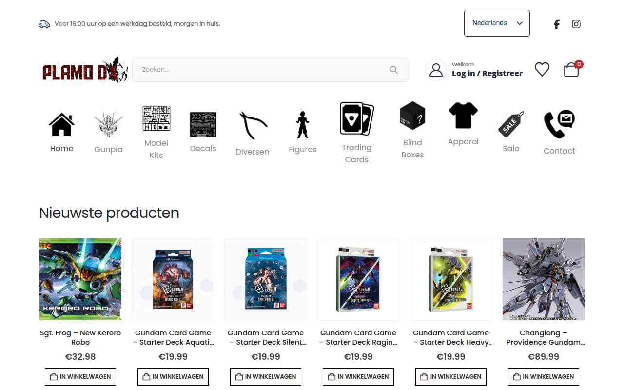 Screenshot van plamodx.nl