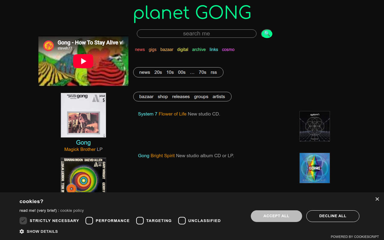 Screenshot van planetgong.co.uk