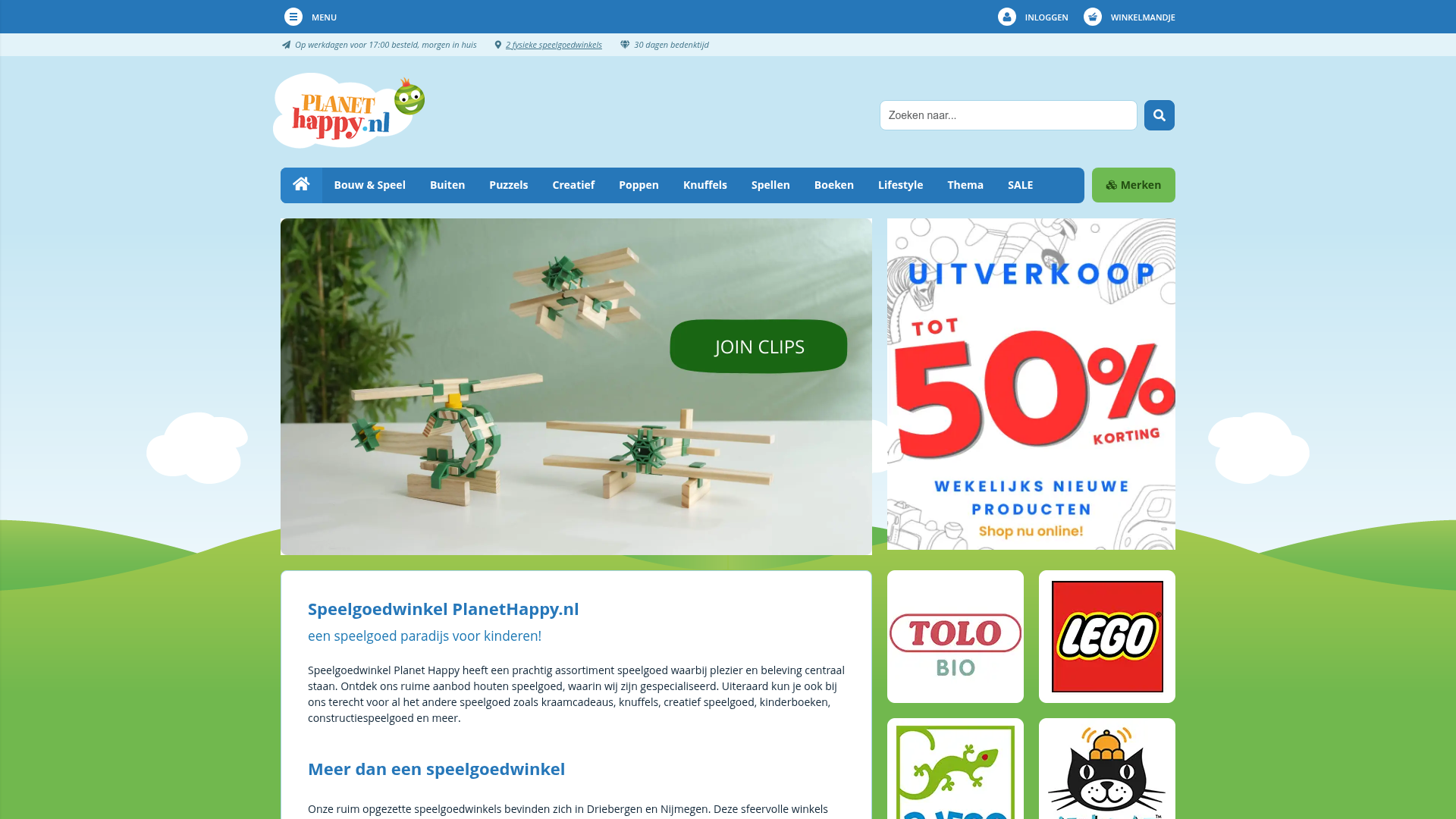 Screenshot van planethappy.nl