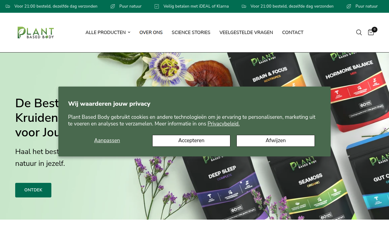 Screenshot van plantbasedbody.nl
