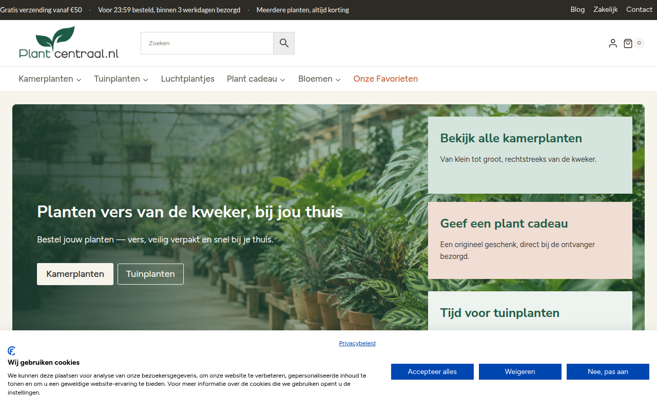 Screenshot van plantcentraal.nl