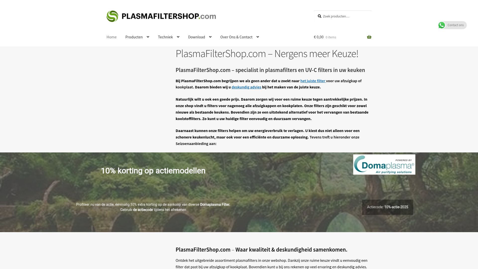 Screenshot van plasmafiltershop.com
