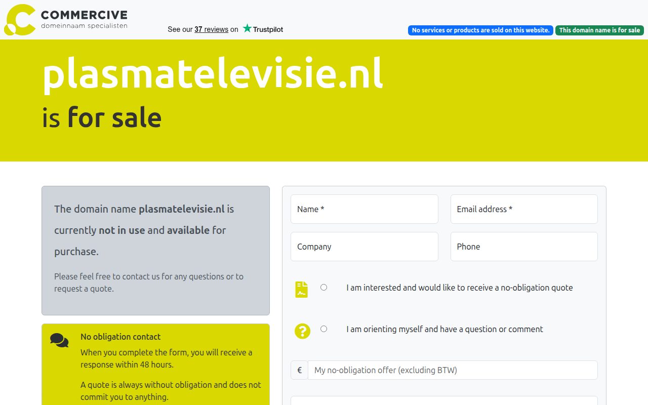 Screenshot van plasmatelevisie.nl