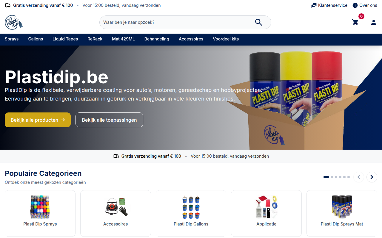 Screenshot van plastidip.be