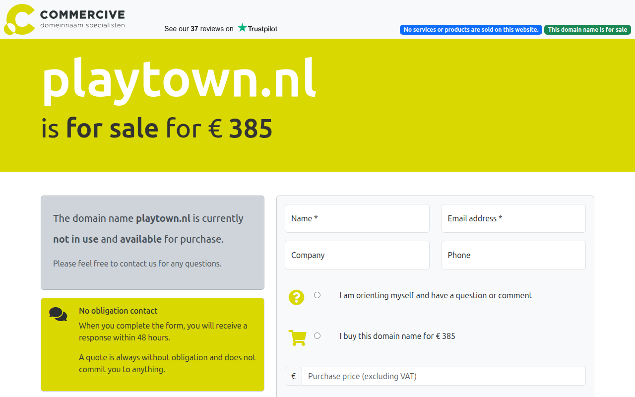 Screenshot van playtown.nl