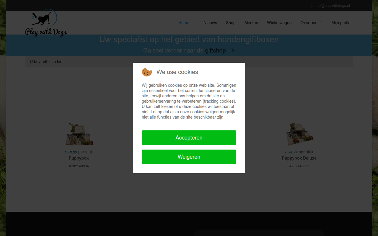 Screenshot van playwithdogs.nl