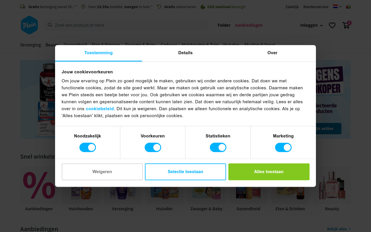 Screenshot van plein.nl