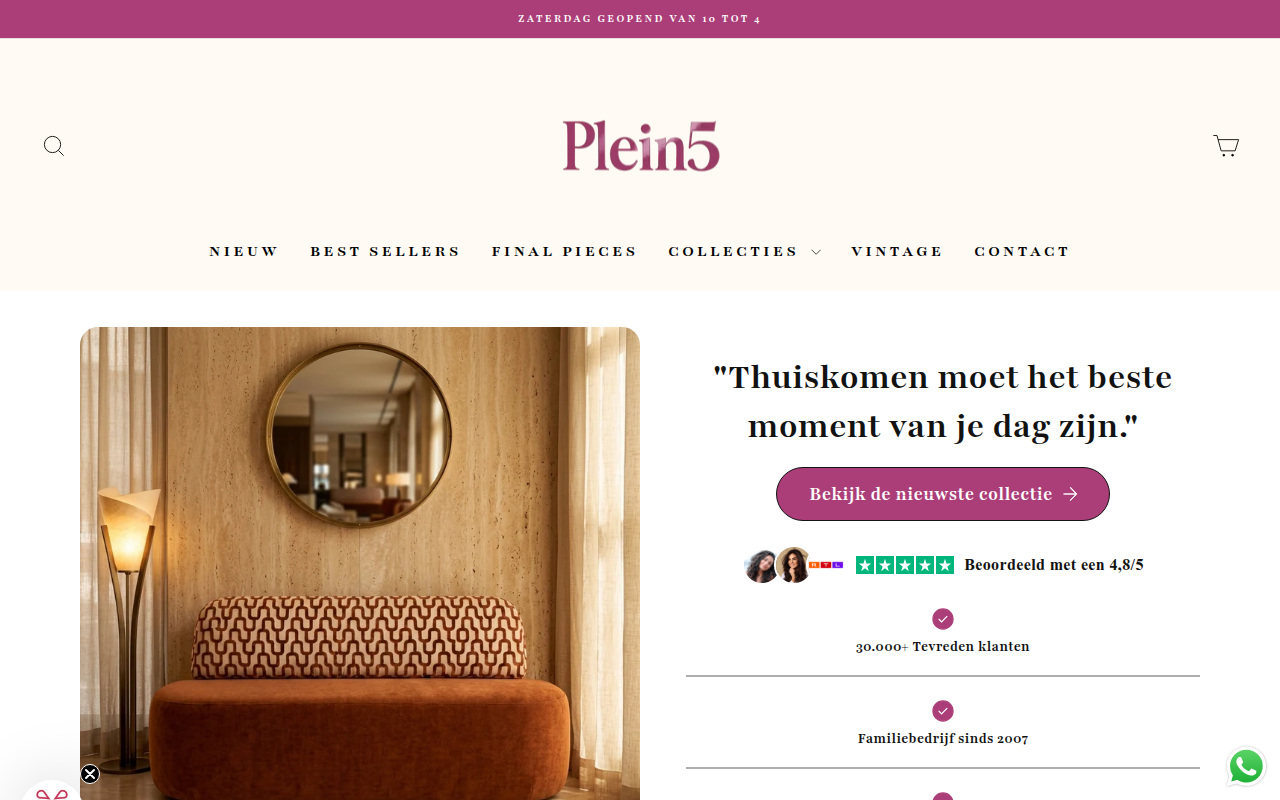 Screenshot van plein5living.nl