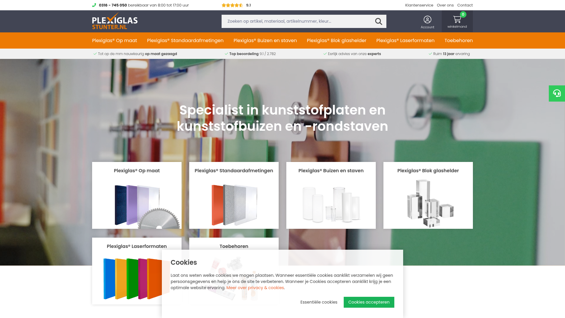 Screenshot van plexiglasstunter.nl