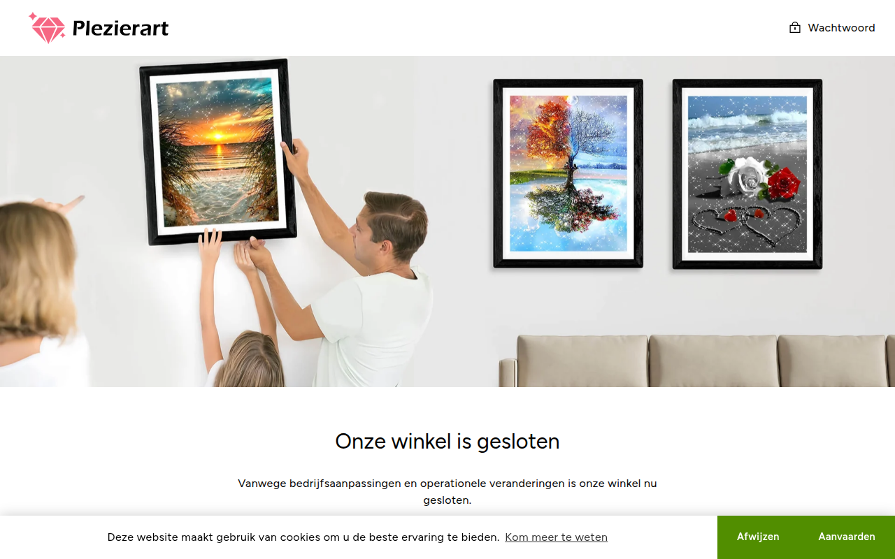 Screenshot van plezierart.nl