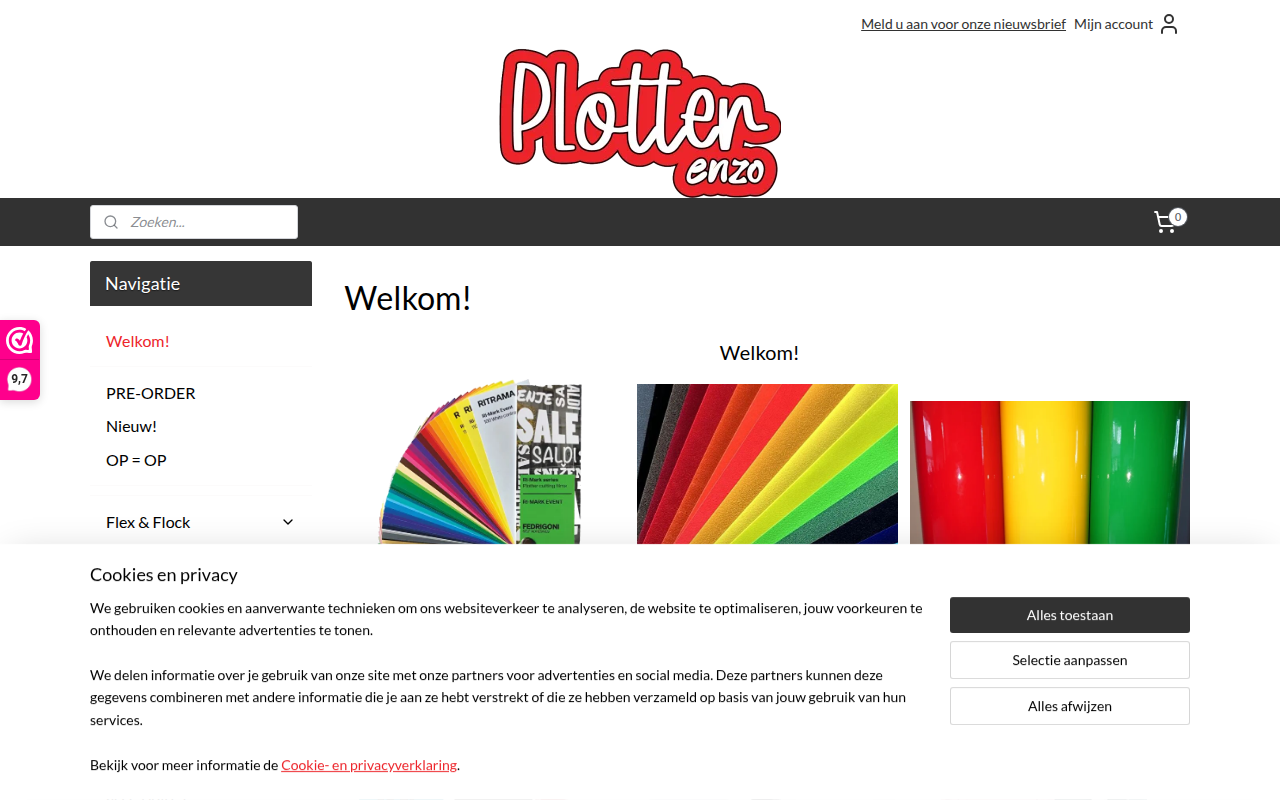 Screenshot van plotterenzo.nl