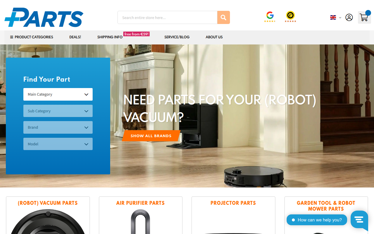 Screenshot van plus.parts