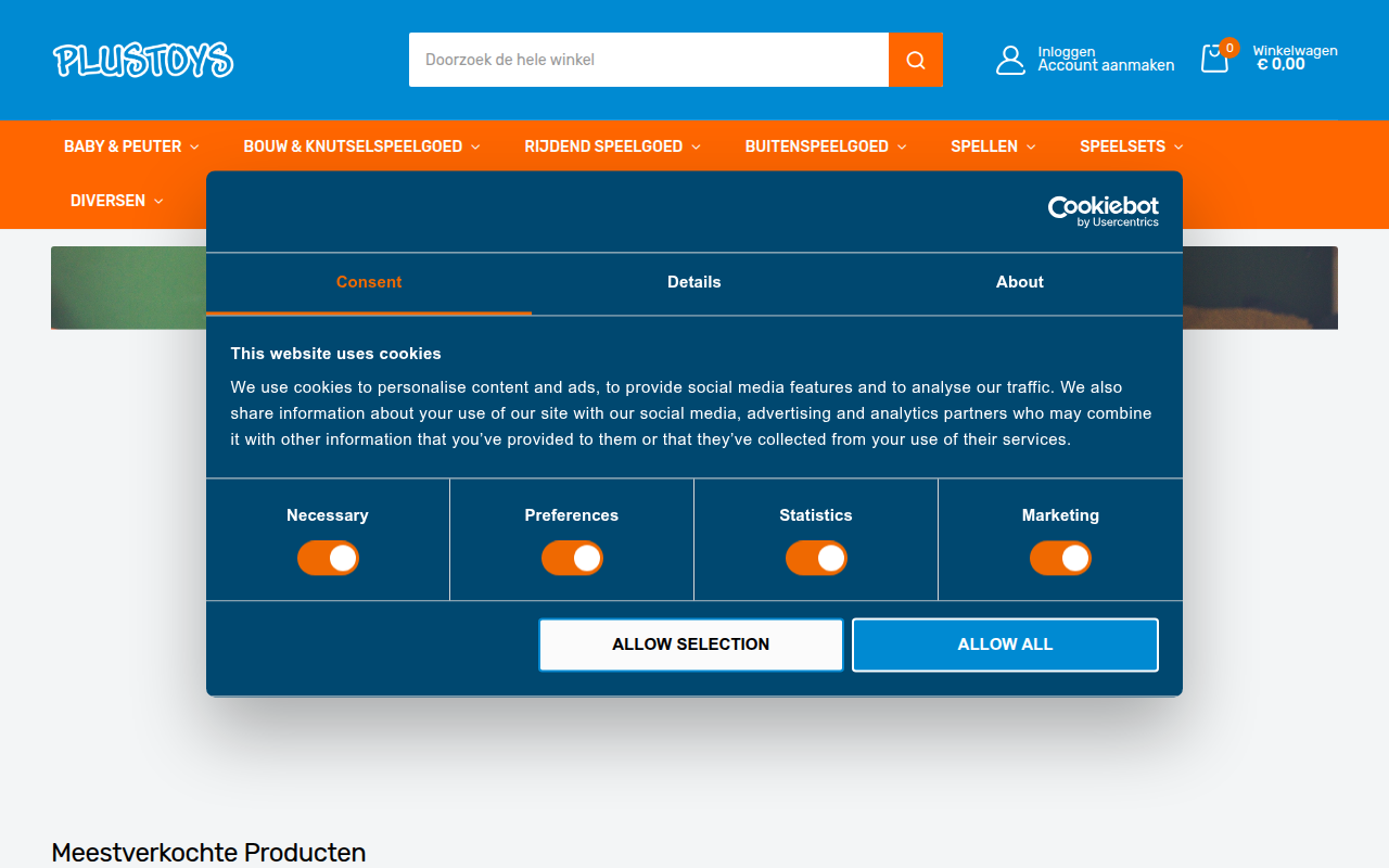 Screenshot van plustoys.nl