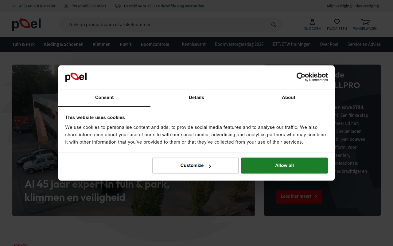 Screenshot van poelonline.com