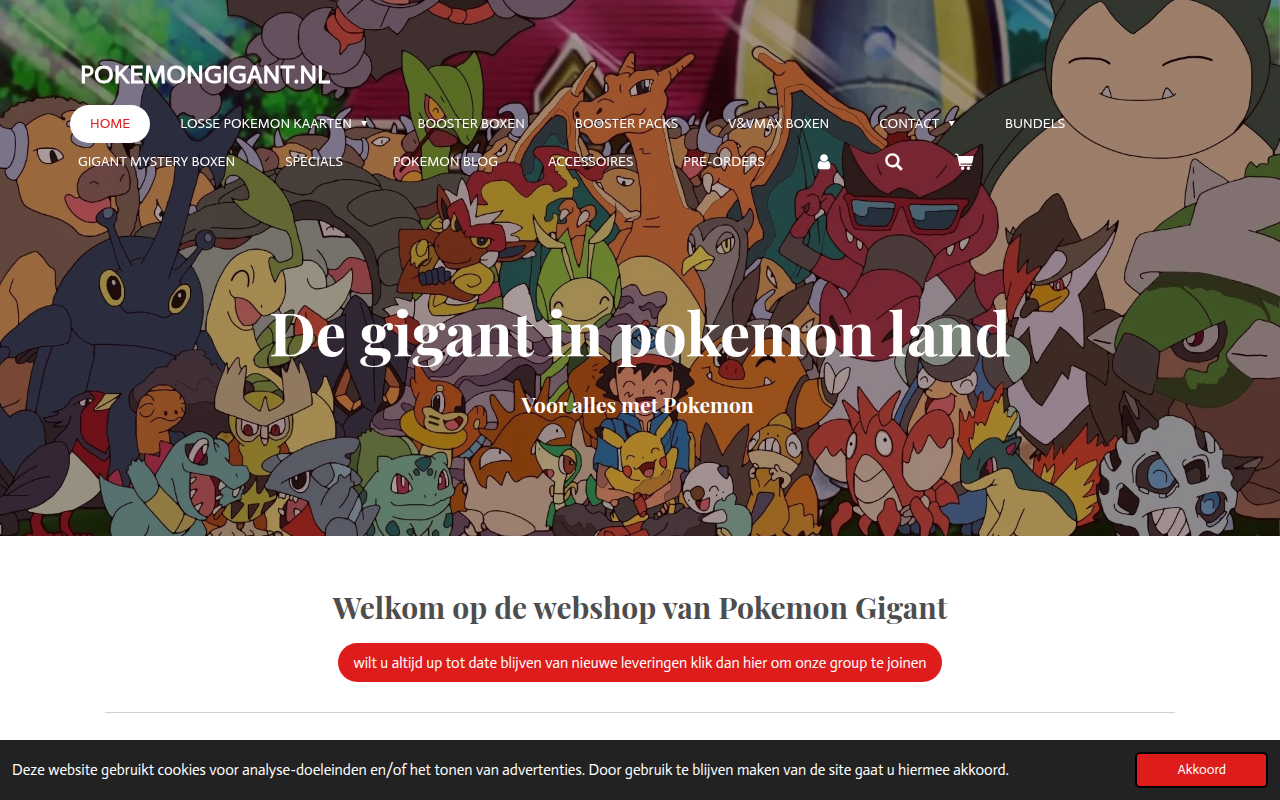 Screenshot van pokemongigant.nl