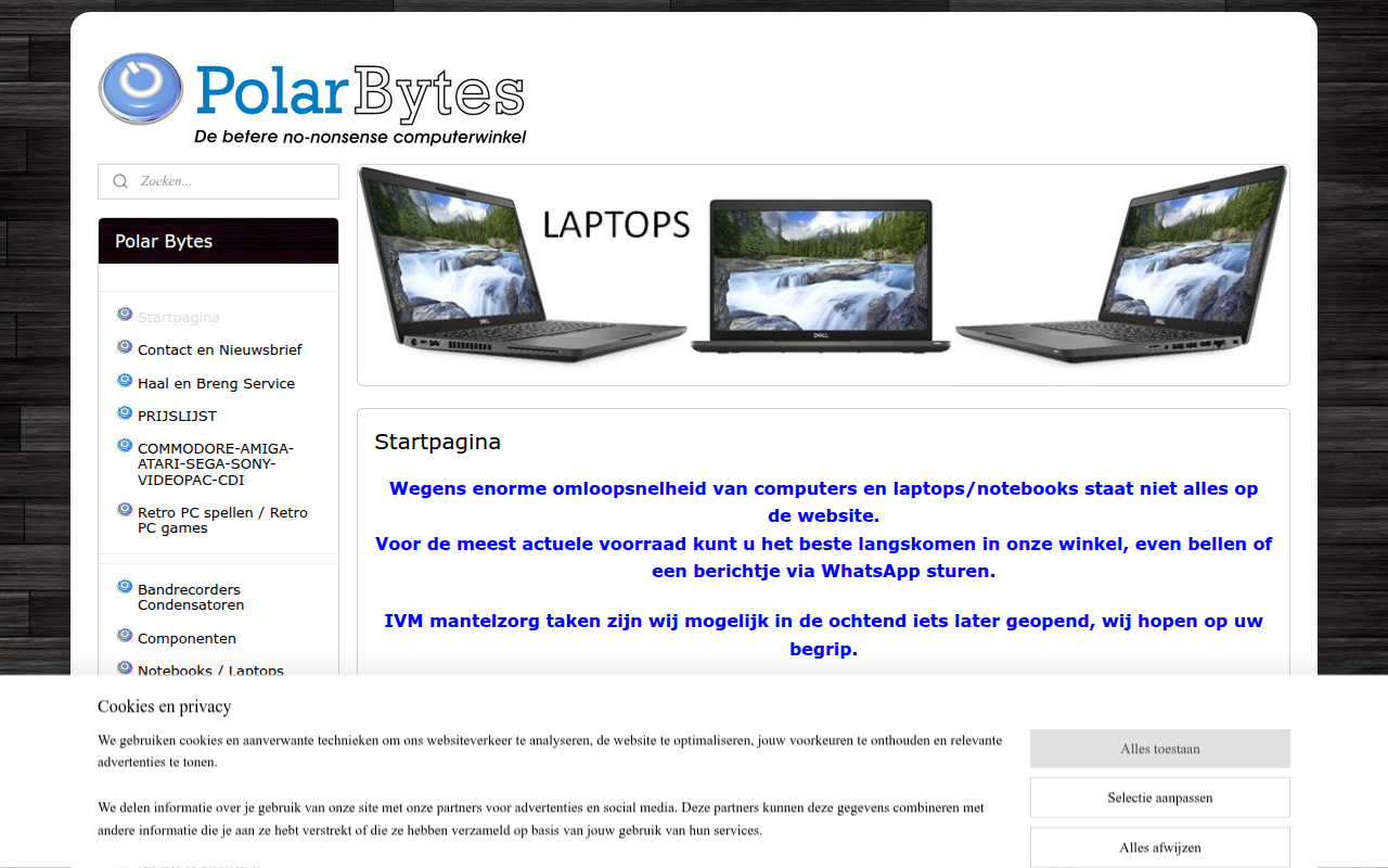 Screenshot van polarbytes.eu