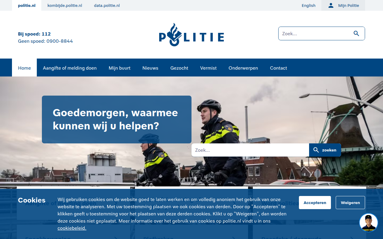 Screenshot van politie.nl