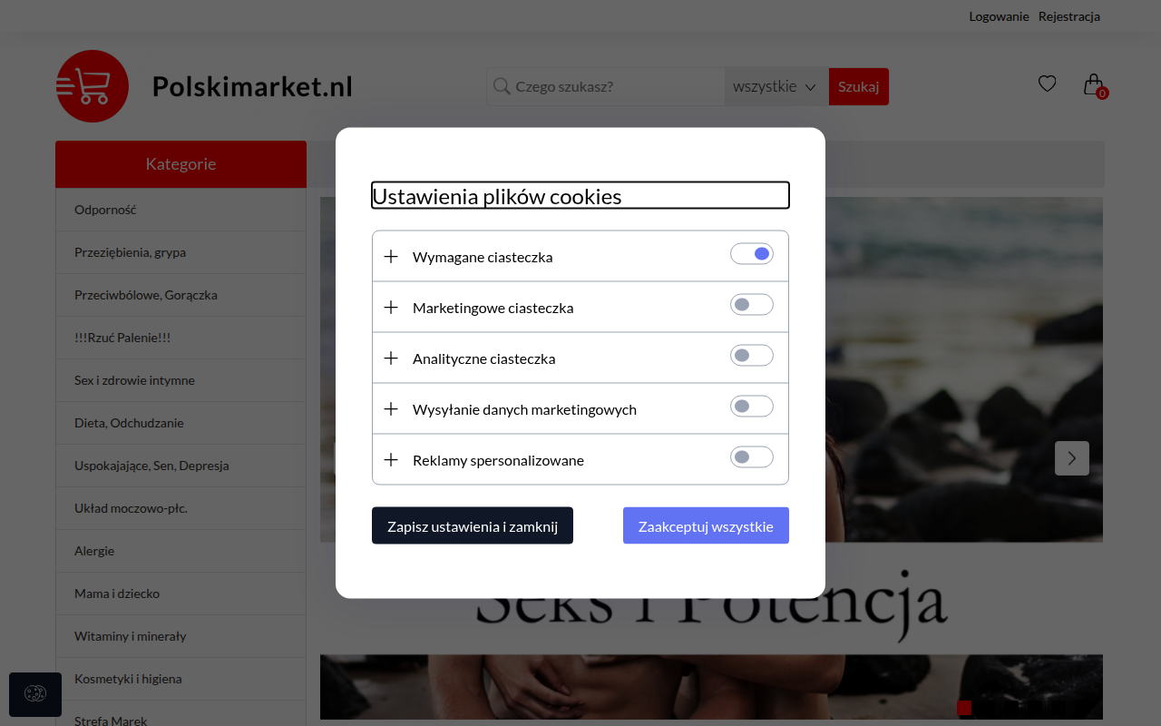 Screenshot van polskimarket.nl