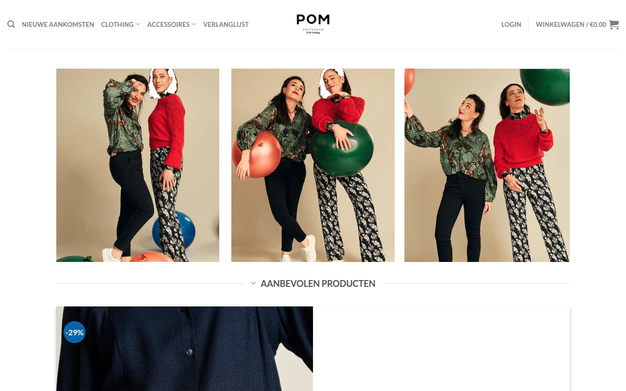 Screenshot van pomkleding.com