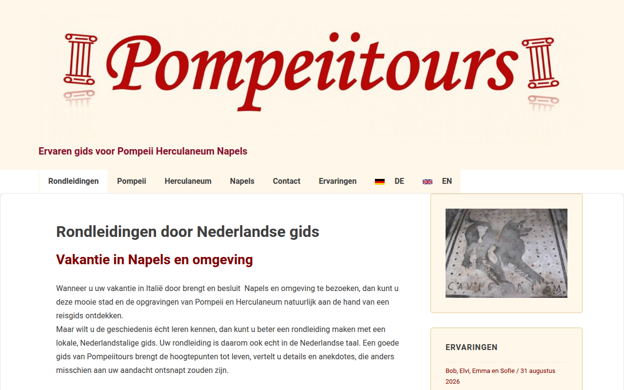 Screenshot van pompeiitours.nl