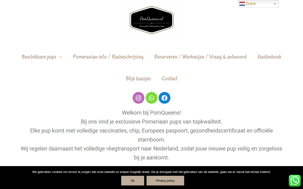 Screenshot van pomqueens.nl