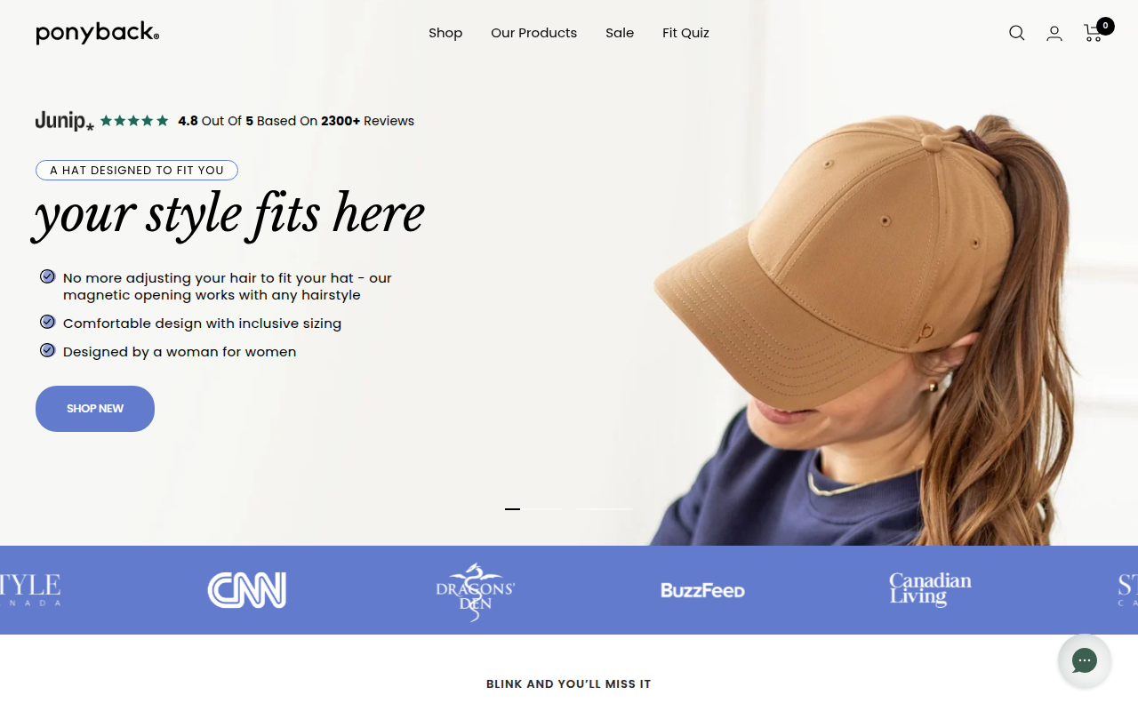Screenshot van ponybackhats.com