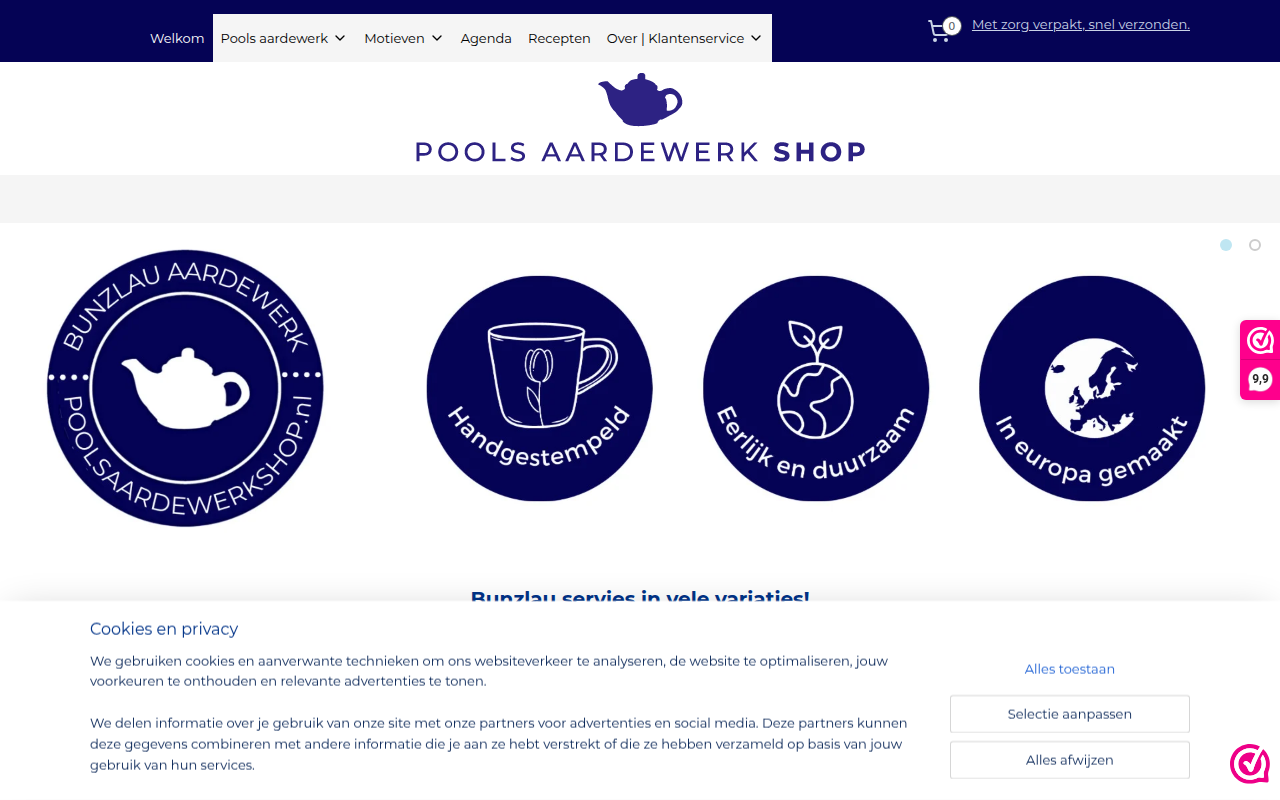 Screenshot van poolsaardewerkshop.nl