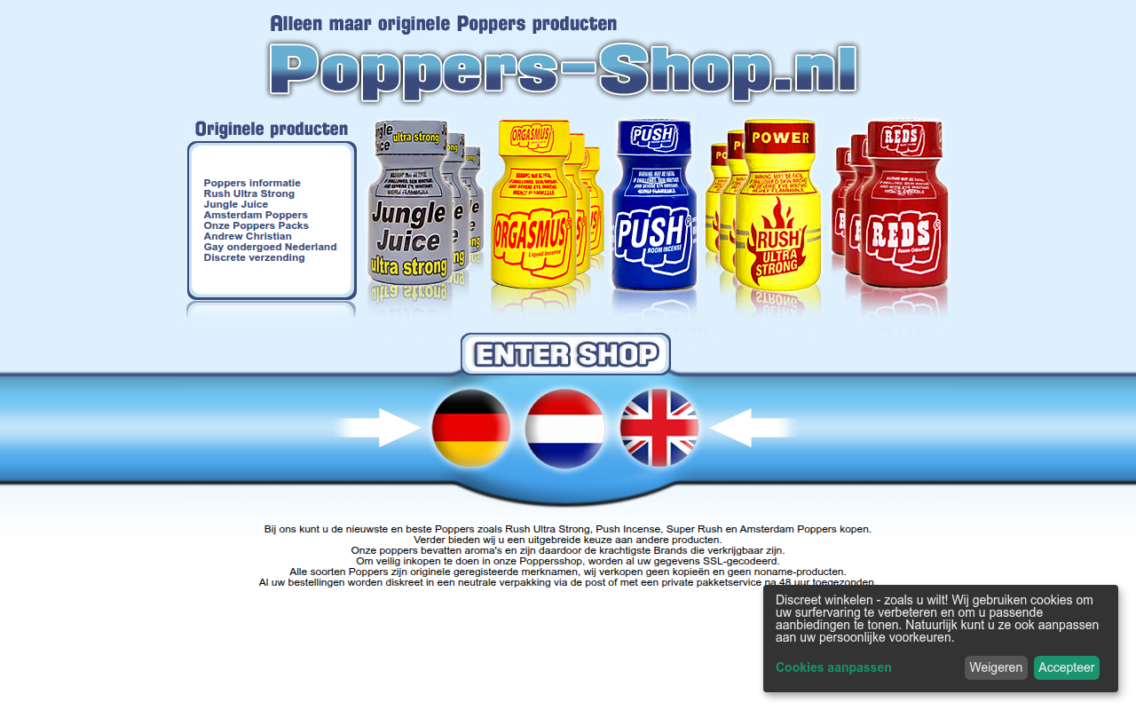 Screenshot van poppers-shop.nl