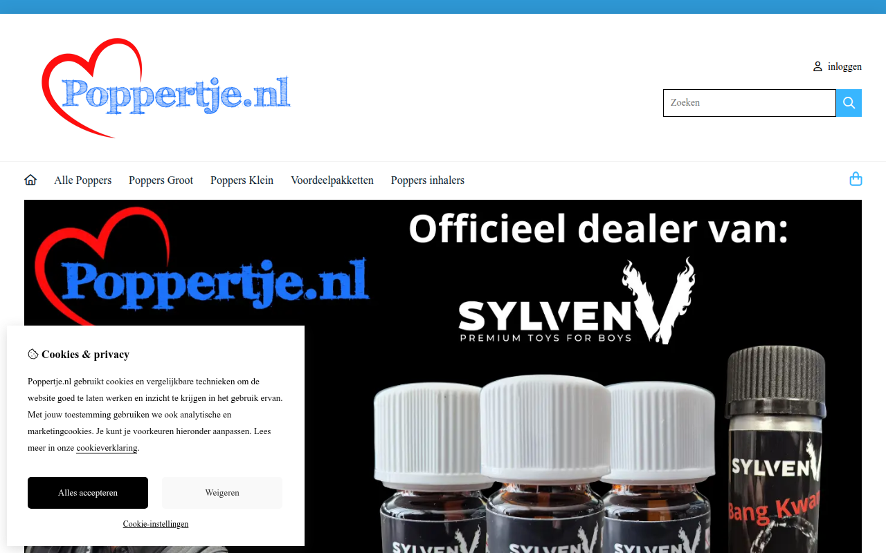 Screenshot van poppertje.nl
