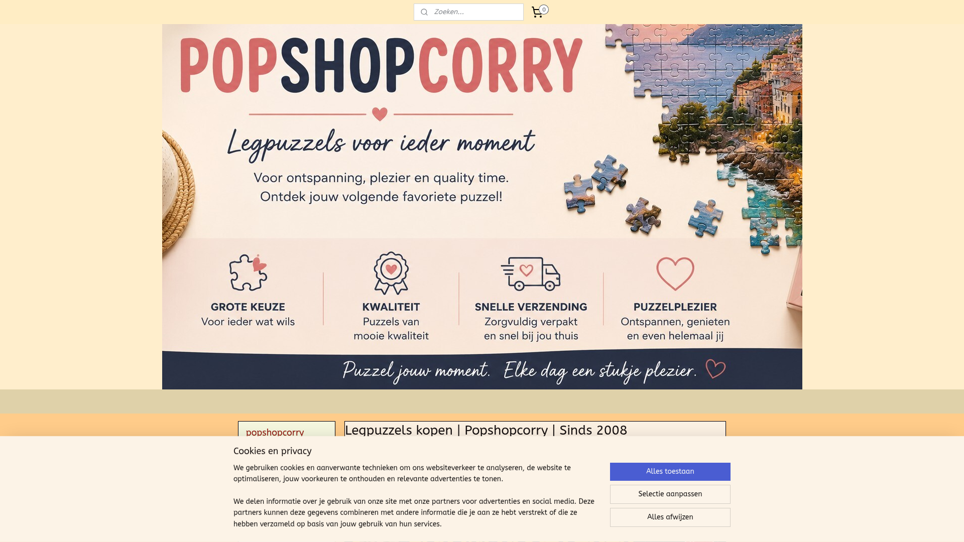 Screenshot van popshopcorry.nl