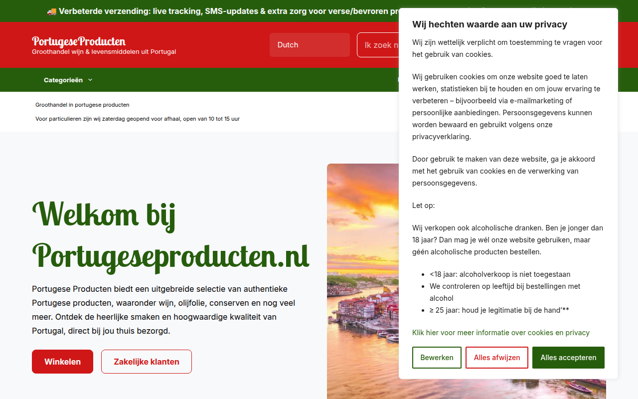 Screenshot van portugeseproducten.nl