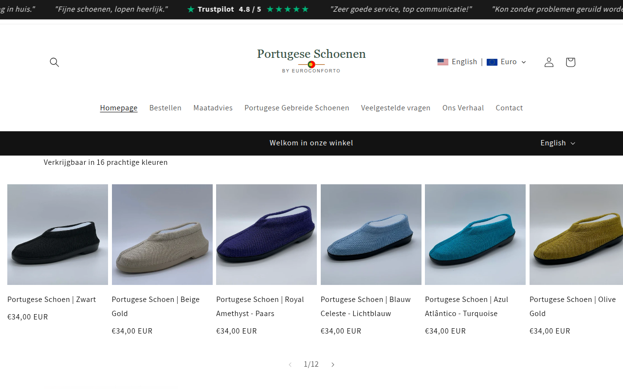 Screenshot van portugeseschoenen.com
