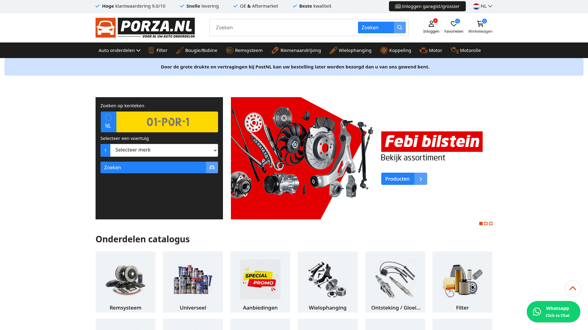 Screenshot van porza.nl