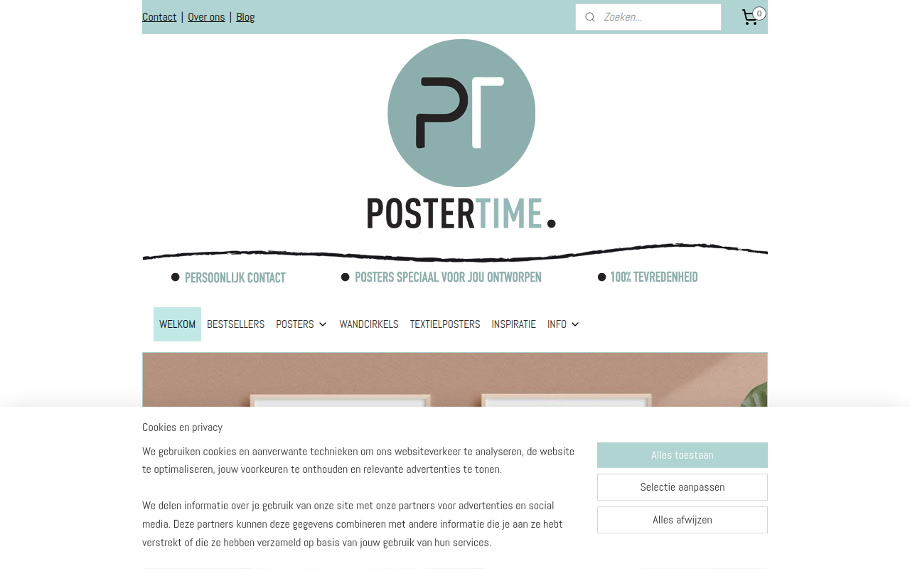 Screenshot van postertime.nl