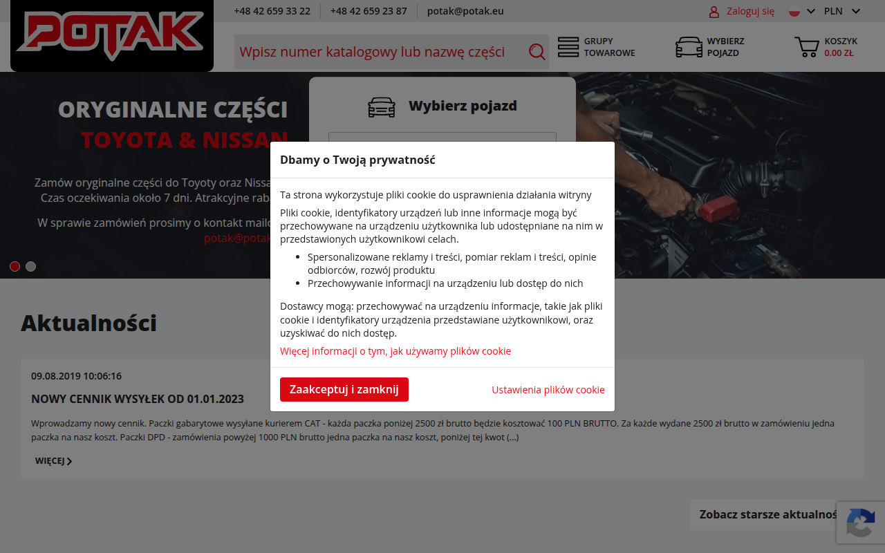 Screenshot van potak.eu