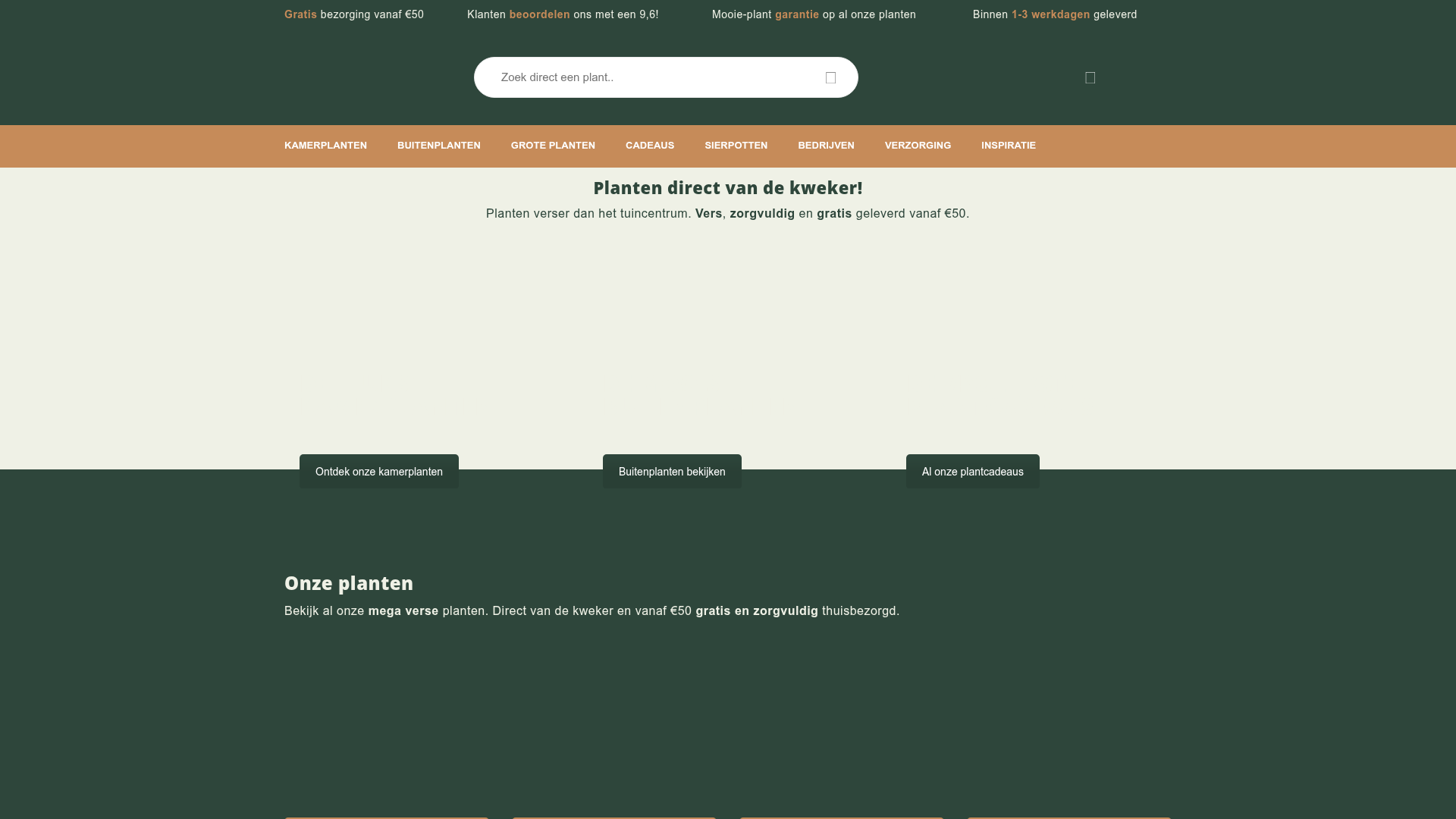 Screenshot van potsandplants.nl