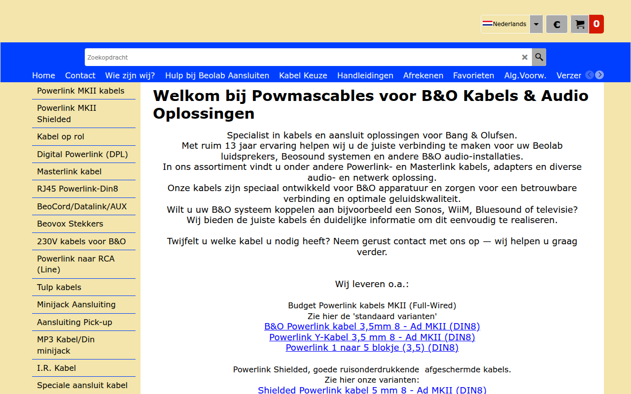 Screenshot van powmascables.com