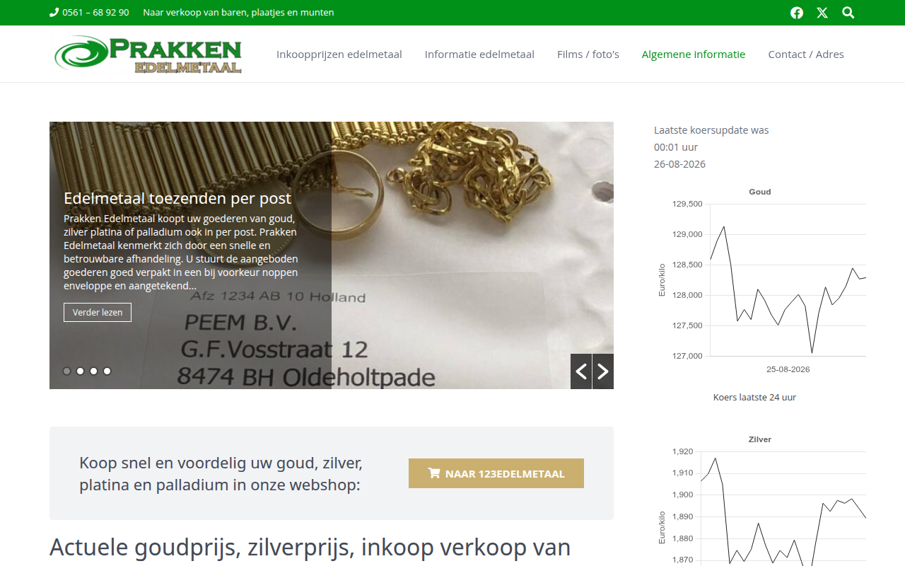 Screenshot van prakkenedelmetaal.nl
