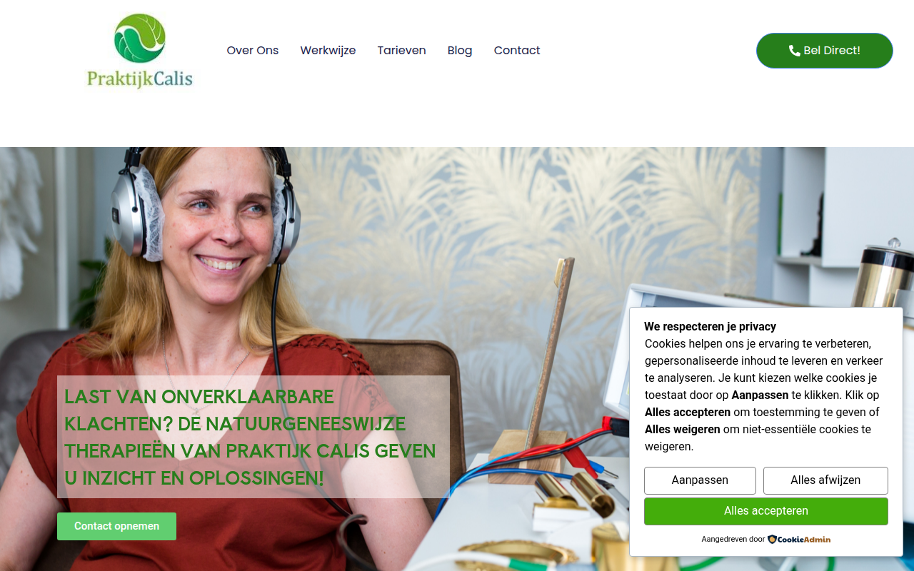 Screenshot van praktijkcalis.nl