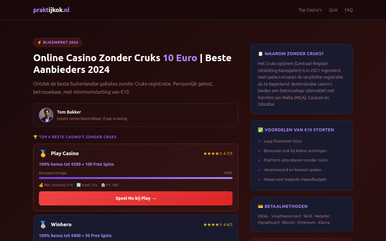 Screenshot van praktijkok.nl